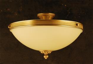 Lampara de latón y  vidrio -  ANTIQUE BRASS  VIDRIO CREMA