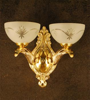 Chandelier brass and glass - GOLD+WHITE ACID ETTECHED GLASS