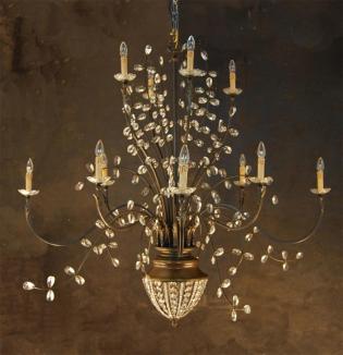Lámparas de cristal - ANTIQUE BRONZE-MID CUT CRISTAL
