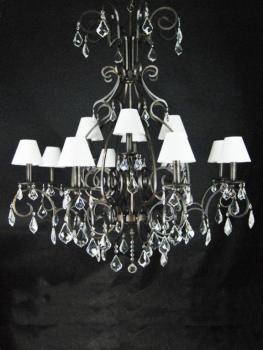Lampara suspension rustica - Antique bronze/ asfour crystal