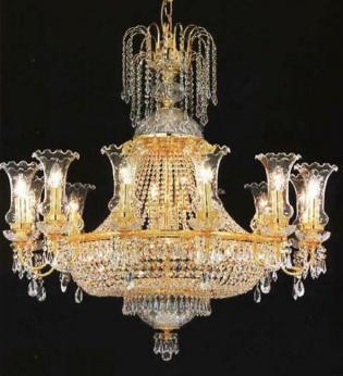 Chandeliers - Gold chandelier-Crystal Asfour